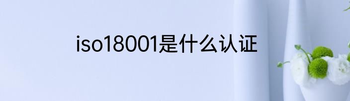 iso18001是什么认证