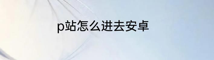 p站怎么进去安卓