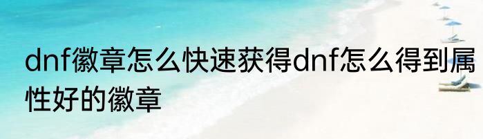 dnf徽章怎么快速获得dnf怎么得到属性好的徽章