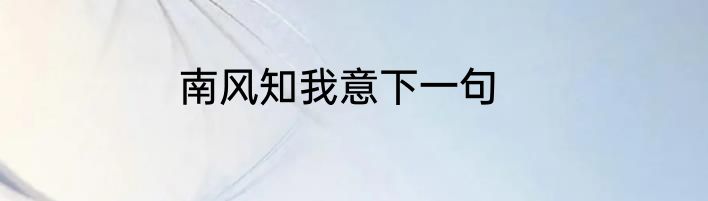 南风知我意下一句