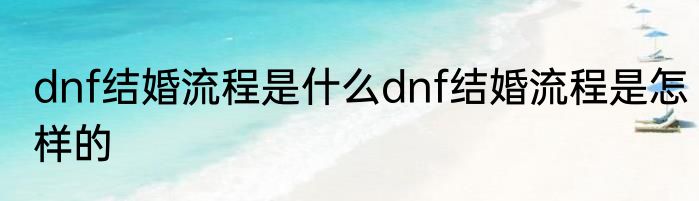 dnf结婚流程是什么dnf结婚流程是怎样的