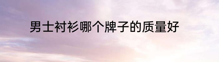 男士衬衫哪个牌子的质量好