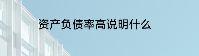 资产负债率高说明什么