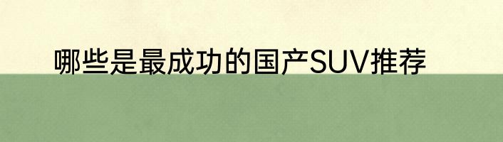 哪些是最成功的国产SUV推荐
