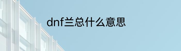 dnf兰总什么意思