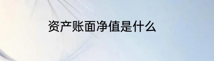 资产账面净值是什么