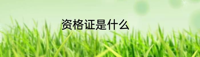 资格证是什么