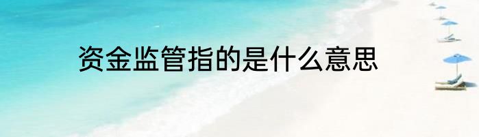 资金监管指的是什么意思