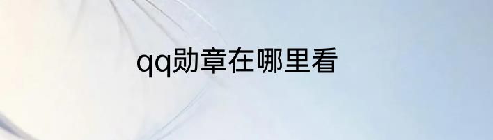 qq勋章在哪里看