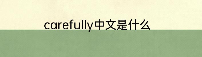 carefully中文是什么
