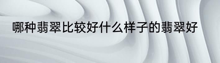 哪种翡翠比较好什么样子的翡翠好