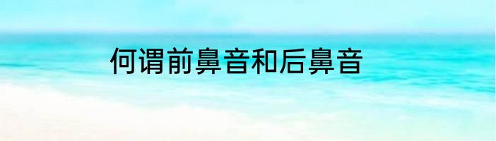 何谓前鼻音和后鼻音