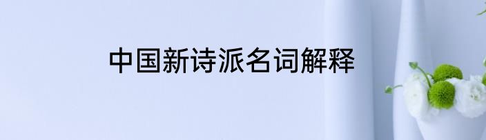 中国新诗派名词解释