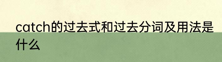 catch的过去式和过去分词及用法是什么