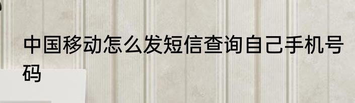 中国移动怎么发短信查询自己手机号码