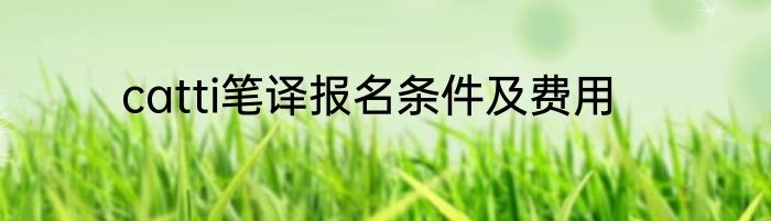 catti笔译报名条件及费用