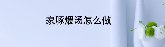 家豚煨汤怎么做