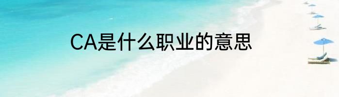 CA是什么职业的意思