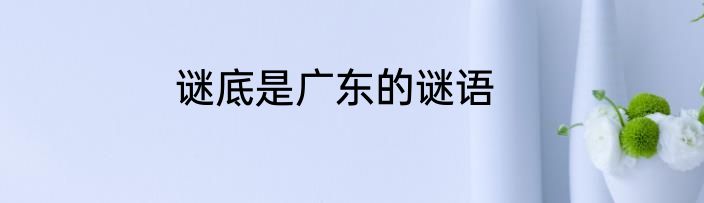 谜底是广东的谜语