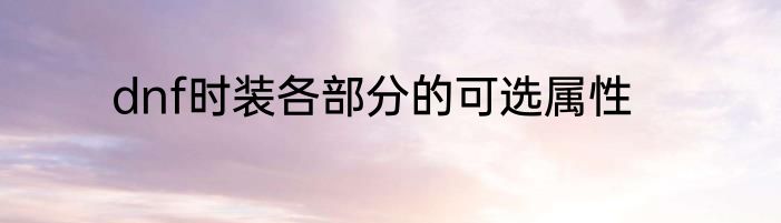 dnf时装各部分的可选属性
