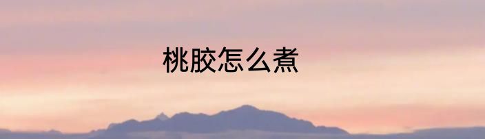 桃胶怎么煮