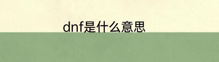 dnf是什么意思