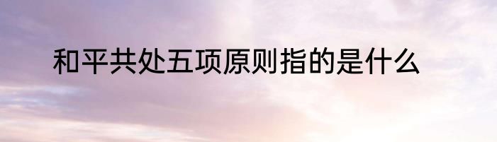 和平共处五项原则指的是什么