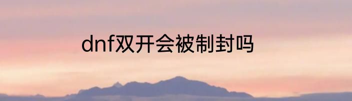 dnf双开会被制封吗