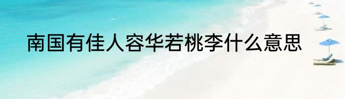 南国有佳人容华若桃李什么意思