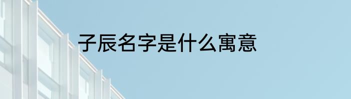 子辰名字是什么寓意