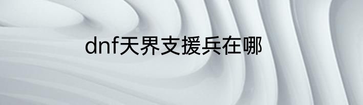 dnf天界支援兵在哪