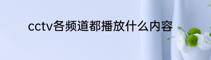 cctv各频道都播放什么内容