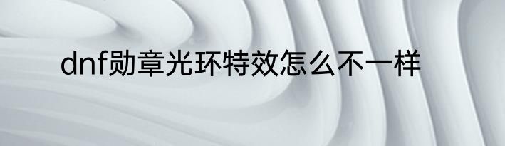 dnf勋章光环特效怎么不一样