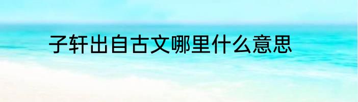 子轩出自古文哪里什么意思