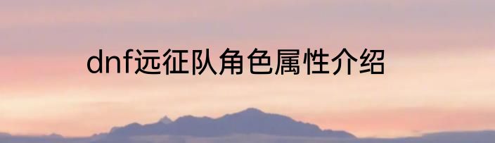 dnf远征队角色属性介绍