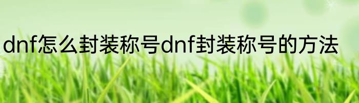 dnf怎么封装称号dnf封装称号的方法