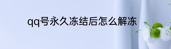 qq号永久冻结后怎么解冻