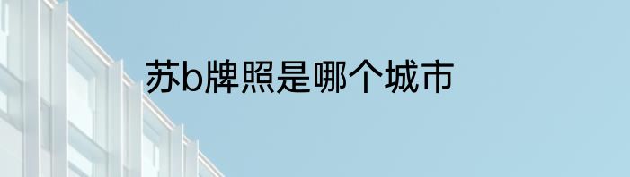 苏b牌照是哪个城市