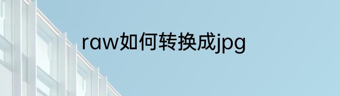 raw如何转换成jpg