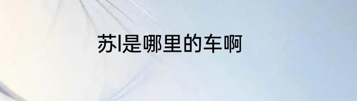 苏l是哪里的车啊