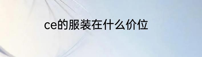 ce的服装在什么价位