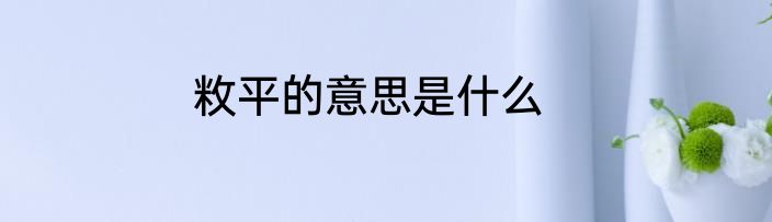 敉平的意思是什么