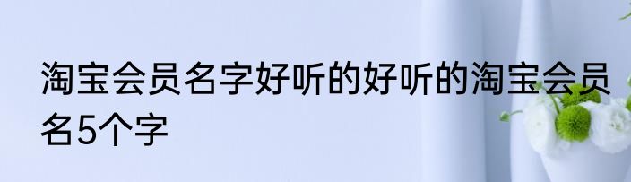淘宝会员名字好听的好听的淘宝会员名5个字