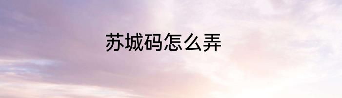 苏城码怎么弄