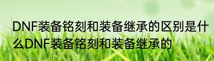 DNF装备铭刻和装备继承的区别是什么DNF装备铭刻和装备继承的