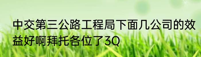 中交第三公路工程局下面几公司的效益好啊拜托各位了3Q