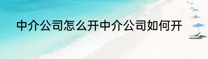 中介公司怎么开中介公司如何开