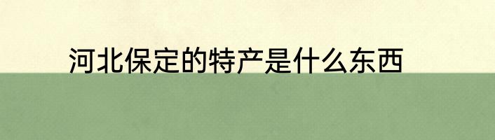 河北保定的特产是什么东西