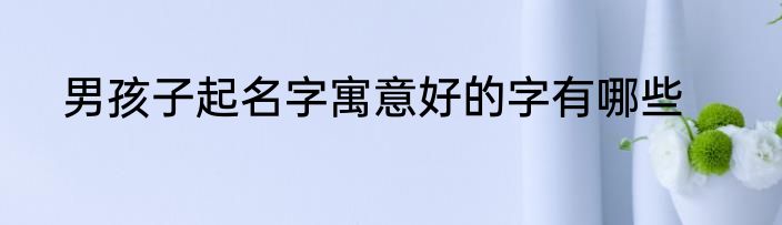 男孩子起名字寓意好的字有哪些