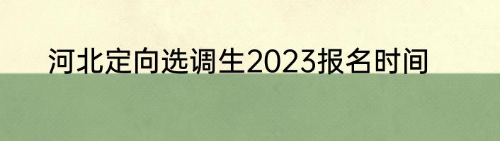 河北定向选调生2023报名时间